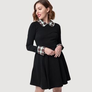 Smak Parlour Black and Red Plaid Fit and Flare Dress size Medium